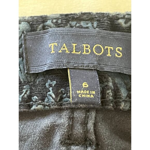 Talbots Pants Womens 6 Blue Floral Motifs Paisley Cropped Straight Leg Stretch - Picture 5 of 8